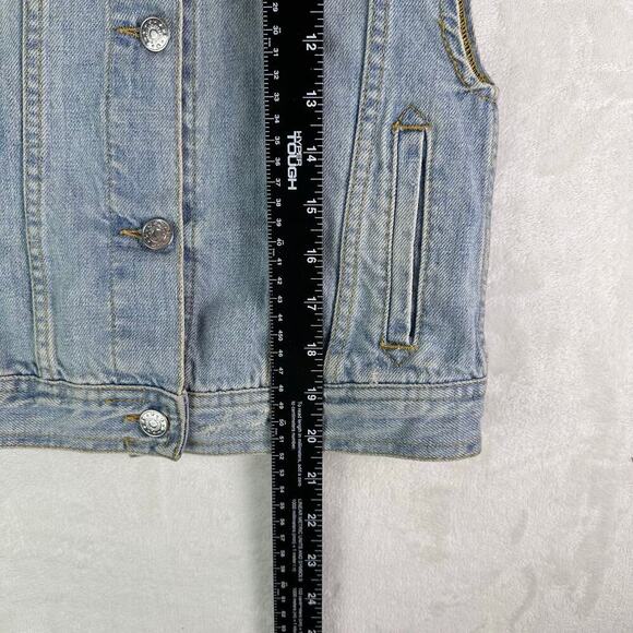 Brandy Melville Jean Vest Button-Up Collared Cotton Light Wash Denim Blue Size S - Picture 10 of 16